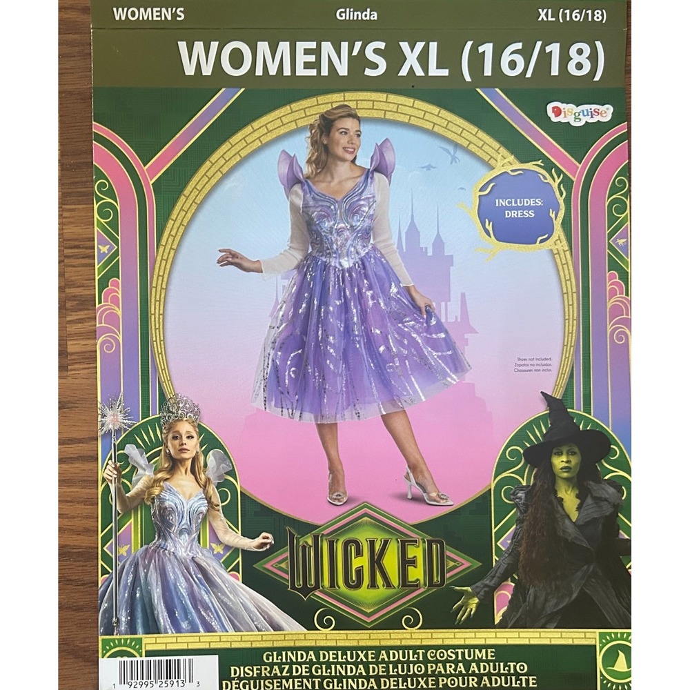 Wicked For Good Deluxe GLINDA Dress Halloween Costume Womens Adult XL(16/18) New